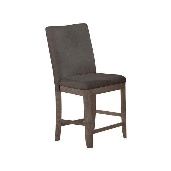 Rustic Gray Wood Counterheight Dining Chairs in Gray Linen Fabric (Set of 2)