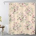 thumbnail image 1 of Rustic Green Leaf and Purple Wildflower Shower Curtain Country Flower on Beige Background Shower Curtain Waterproof Spring Autumn Shower Curtain Bathroom Decor with 10 Hooks, 60x72 Inches, 1 of 5