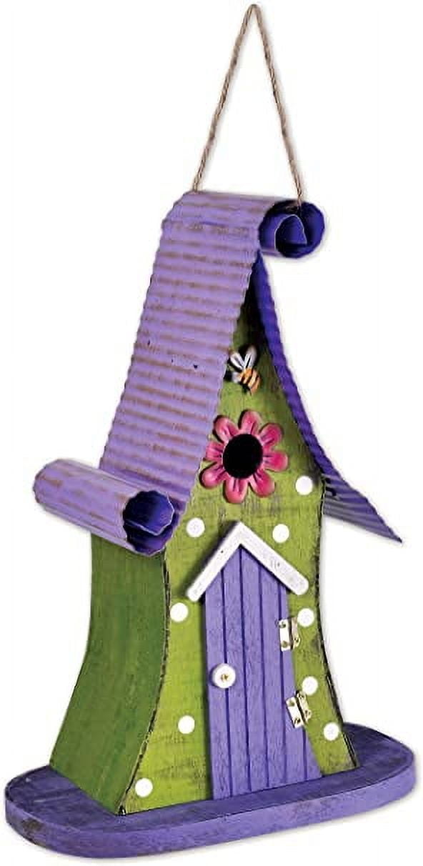 Sunset Vista 93331 Purple and Green Birdhouse, 9-inch High