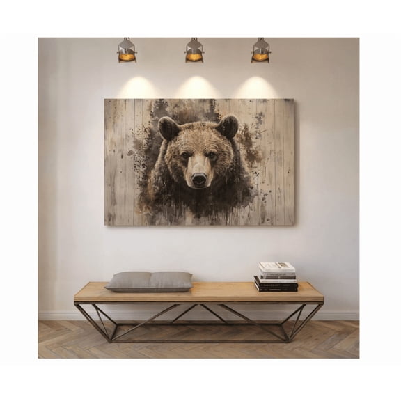 Rustic Grizzly Bear Art Inspired Wildlife Decor For Cabin Or Office Woodland Animal Wall Art Modern Wall Decor Wall Art Poster