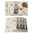 thumbnail image 1 of Rustic Groundhog Placemats Set of 4, Spring Floral Butterfly Botanical Placemats for Dining Table, Place Mats for Kitchen Tabletop, Waterproof Wipeable Dining Table Mats Set, 1 of 9