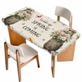 thumbnail image 1 of Rustic Groundhog Table Cloths for 6 Foot Rectangle Tables, Spring Floral Butterfly Botanical Patio Waterproof Elastic Fitted Tablecloths, Washable Rectangular Table Cover for Camping, 1 of 8
