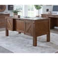 thumbnail image 1 of Rustic Half Pedestal Desk Wood Office Writing Table Fully Assembled Brown, 1 of 13