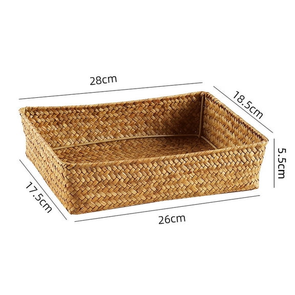 Rustic Handwoven Seagrass Organizer Baskets, Multi Sizes Wicker Storage Bins for Makeup, Socks, Pantry & Dresser Drawers