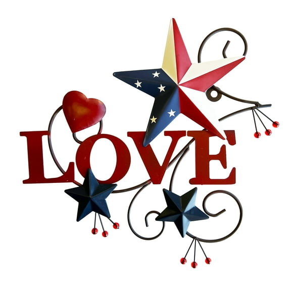 Rustic Hanging Metal Americana Star Patriotic July 4th Wall Decoration