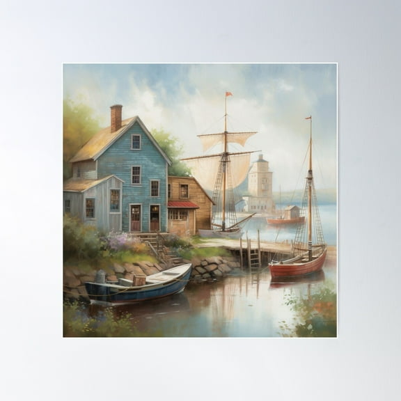 Rustic Harbor Life Poster Wall Art, Modern Wall Decor For Living Room Bedroom, 16x24 UNFRAMED
