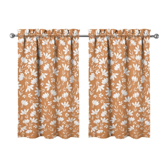 Rustic Harvest Season Kitchen Curtains Set of 2 - Autumn Decor with Turkey Theme, Farmhouse Tier Curtains, 27.5x39 Inch