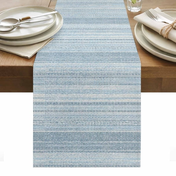 Rustic Haze Blue Table Runner Farmhouse Vertical Striped Art Tablerunners 18 x 72 Inch, Table Decorations Tabletop Scarf for Summer Gathering Holiday Farmhouse Kitchen Dining Decor