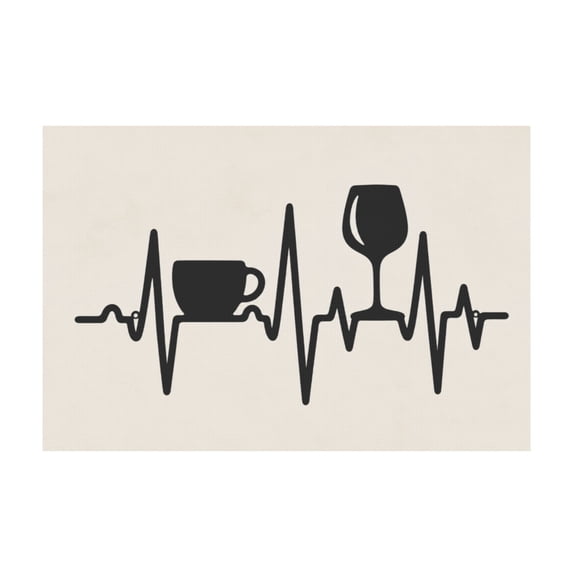 Rustic Heartbeat Coffee and Wine Bar Canvas Wall Art for Farmhouse Kitchen Home Bar Cafe Decor 12*18in