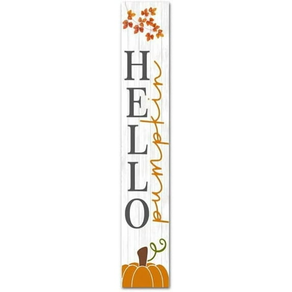Rustic Hello Pumpkin Vertical Signs Hanging Wooden Welcome Vertical Porch Decor for Front Door Home Farmhouse Fall Autumn Decoration Outdoor Indoor For Door Home Decor Wood Sign 4x16 Inch