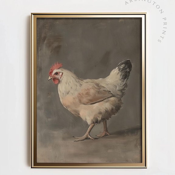 Rustic Hen Wall Art Print With Neutral Cottage Farmhouse Decor