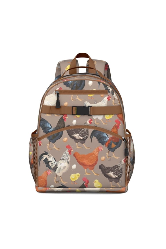 Rustic Hen Waterproof School Backpack - Breathable Padded Backpack for Teens with Side Pockets & Laptop Compartment