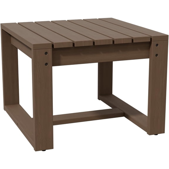 Rustic Hideaway Natural Cedar Wood Patio Table, Outdoor Real Wood Square Side Table, Modern Slatted Tabletop for Patio Porch Garden Balcony, Brownish