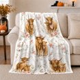 thumbnail image 1 of Rustic Highland Cattle Mothers Calves, Cozy Friendship Quote Scene, Warm Flannel Blanket for Ranch House and Living Room, Art Lovers Friendship Gift, Artistic Home Decor, 1 of 9
