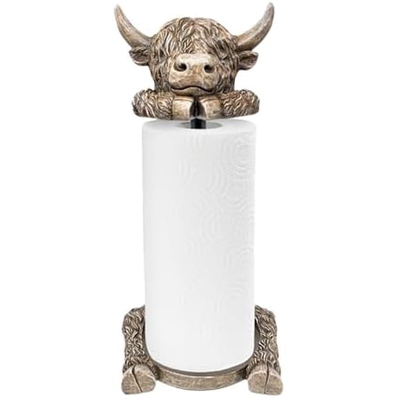 Rustic Highland Cow - Unique Resin & Metal Farmhouse | Country Style Decor for Kitchen & Dining, Adorable Highland Cow Design, Ideal Gift Idea, Fits Standard Rolls