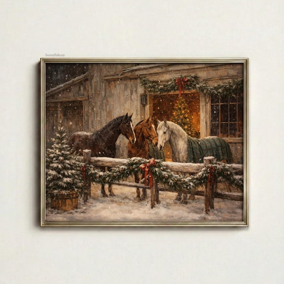 Rustic Holiday Horse Wall Decor Christmas Farmhouse Decor Winter Artwork
