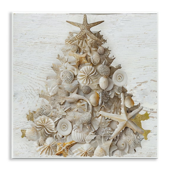Stupell Industries Rustic Holiday Seashell Tree Wall Plaque Art, design by Sasha, 12 x 12