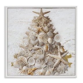 Stupell Industries Rustic Holiday Seashell Tree White Framed Giclee Art, design by Sasha, 24 x 24