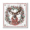 thumbnail image 1 of Rustic Holly Pinecone Wreath Bordered Reindeer Scarf Animals & Insects Graphic Art Gallery-Wrapped Canvas Print Wall Art, 1 of 5