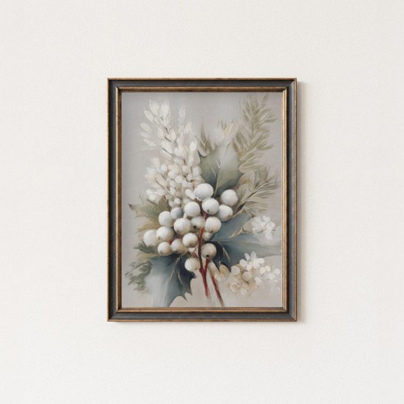 Rustic Holly Poster For White Christmas Farmhouse Decor