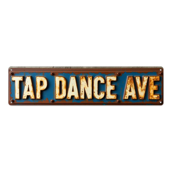 Rustic Home 16*4 in Metal Art tin signs"TAP DANCE AVE" vintage bedroom cool apartment coastal room street Rusty finish