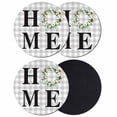 thumbnail image 1 of Rustic Home Coasters Set of 4, Absorbent Coasters for Drinks, Eucalyptus Leaves Farmhouse Wreath Plaid Coaster for Desk Coffee Table Protection, Home Decor House Warming Gifts 4", 1 of 8