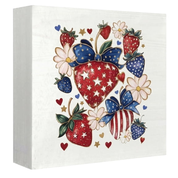 Rustic Home Decor, 4Th of July Decorations for Home, 4X4 in Wood Block, Star Decorations, Usa Patriotic Centerpiece, Indoor Party Accent, Floral Details, 1 Pc