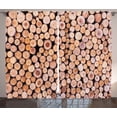 thumbnail image 1 of Ambesonne Rustic Curtains 2 Panel Set, Wooden Lumber Tree Logs, 108" x 90", Cream, 1 of 3
