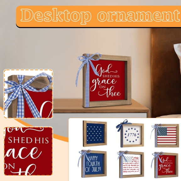 Rustic Home Decor, Farmhouse Home Decor, BlueandWhite Decor, Wooden Wall Decor, Wall ArtwithFrame, Star Decorations, 4Th of July Decorations for Home, 1 Pc