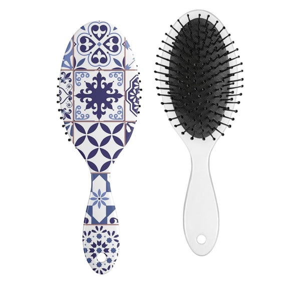 Rustic Home Decor Hair Brush, Minimalist Tribal Detangling Comb with Waves & Stripes Design, Artistic Bohemian Paddle Brush for Daily Use