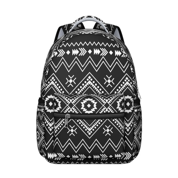 Rustic Home Decor Inspired School Backpack, Scratch-Resistant, Adjustable Shoulder Straps, Large Capacity Durable Oxford Cloth Bag with Tribal and Boho Patterns for Student