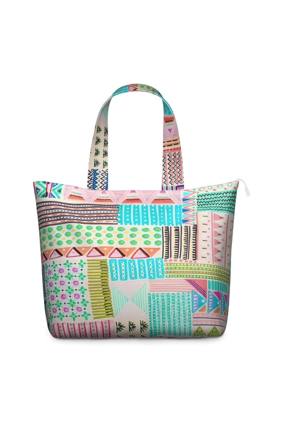 Rustic Home Decor Inspired Zippered Weekender Bag, Large Capacity Tote with Durable Handles, Tribal Patterns for Gym