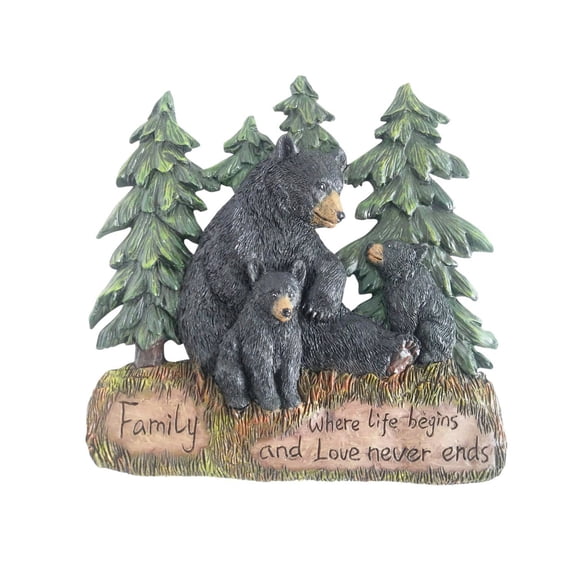 Rustic Home Decor Kitchen Signs - Black Bear Decor Family Wall Plaque Made From Polyresin - Black Bear Wall Decorations Family Signs for Home Decor (Family Where Life Begins and Love Never Ends 9.5")