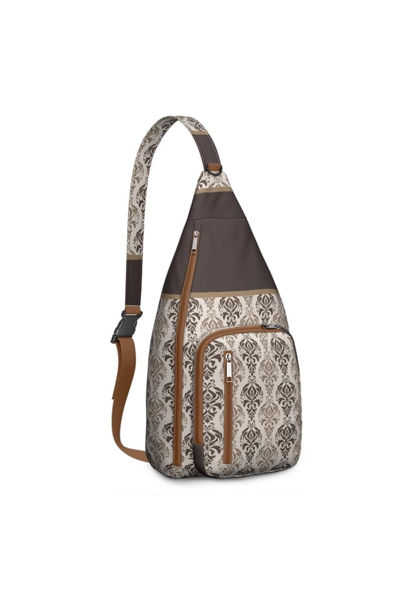 Rustic Home Decor Sling Backpack - Earthy Aesthetic Crossbody Bag, Multi-Pocket Travel Pack