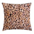 thumbnail image 1 of Rustic Home Decor Throw Pillow Cushion Cover, Mass of Wood Log Forest Tree Industry Group of Cut Lumber Circle Stack Image, Decorative Square Accent Pillow Case, 20 X 20 Inches, Cream, by Ambesonne, 1 of 2
