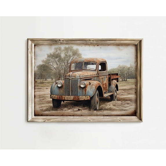 Rustic Home Decor, Vintage Country Cottage & Rusty Car, Countryside Wall Decor, Country House Print, Farmhouse Art, Art Wall Art, Modern Wall Decor, 8x12 UNFRAMED