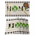 thumbnail image 1 of Rustic Home Placemats Set of 4, Eucalyptus Leaves Floral Wooden Buffalo Plaid Placemats for Dining Table, Place Mats for Kitchen Tabletop, Waterproof Wipeable Dining Table Mats Set, 1 of 9