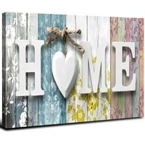 Rustic Home Signs Wall Art Farmhouse Kitchen Wall Decor Vintage Wood Grain Flower Picture for Bedroom Living Room Boho Family Words Painting Canvas Prints Frame Artwork Hallway House Decoration 12x16"