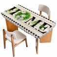 thumbnail image 1 of Rustic Home Table Cloths for 3 Foot Rectangle Tables, Eucalyptus Leaves Floral Wooden Buffalo Plaid Patio Waterproof Elastic Fitted Tablecloths, Washable Rectangular Table Cover for Camping, 1 of 8