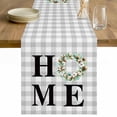 thumbnail image 1 of Rustic Home Table Runner - 70 Inch Long Eucalyptus Leaves Farmhouse Wreath Plaid Cotton and Linen Blended Dress Scarves Farmhouse Table Runner for Kitchen Dining, Coffee Table, 13" x 70", 1 of 8