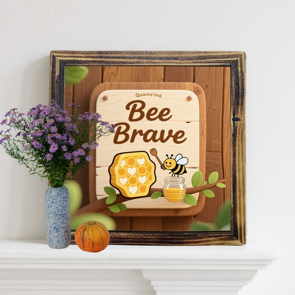 Rustic Honey Bee Small Rustic Wooden 1pc Honey Bee Signs, 8 Inch Honeybee Themed Wall Decor | For Kitchen Bathroom Room Table Shelf Tiered Tray Desk Farmhouse Decoration