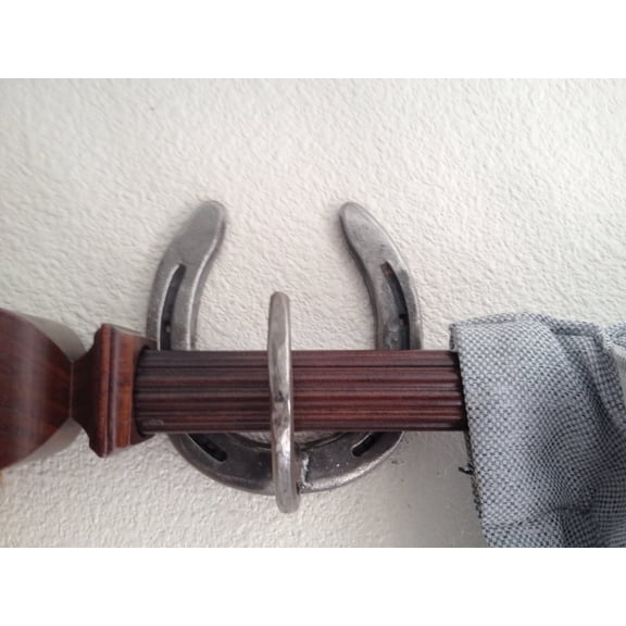 Rustic Horseshoe Curtain Rod Holders and Curtain Tie Back - Perfect Curtain Hangers for Windows and Sliding Doors - Natural Metal