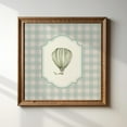 thumbnail image 1 of Rustic Hot Air Balloon, Square Blue Gingham Illustration Print, Art Print, Trendy Decor, Vintage Nursery Wall Art, Modern Wall Decor, 16x16 UNFRAMED, 1 of 3