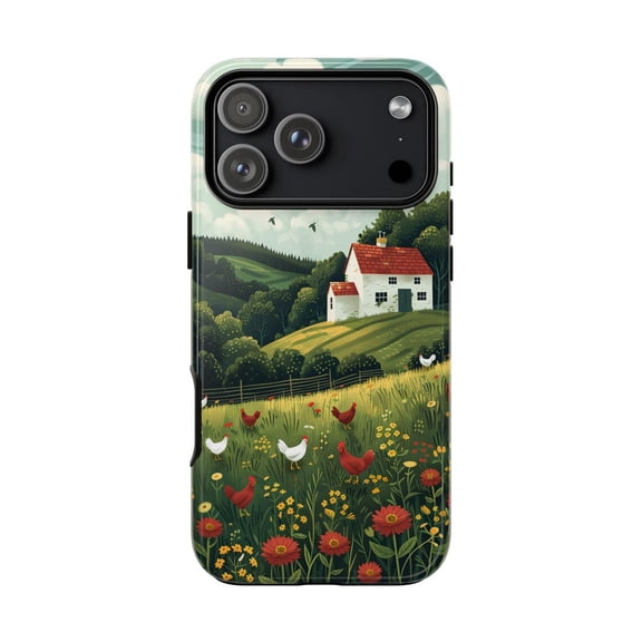Rustic House Farm Chicken Hens Countryside Landscape Art Case form with iPhone 17 to 11 Pro Max Z00136