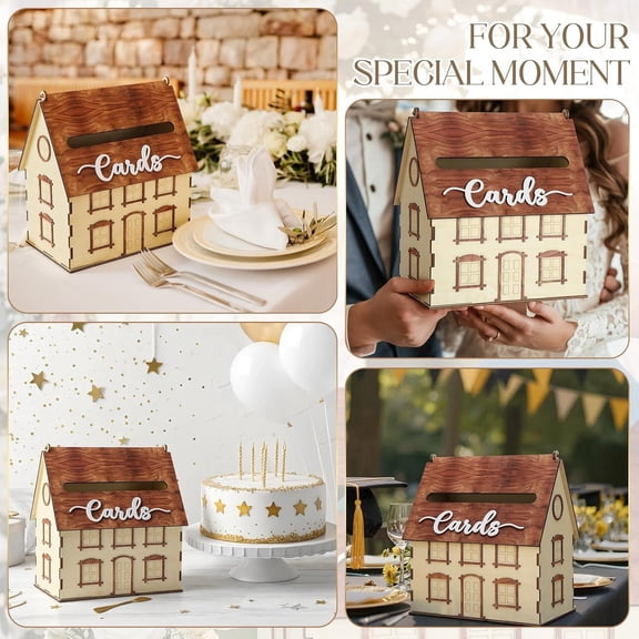 Rustic House Wedding Card Box for Reception 10x 6x11.5 Inch Large House Shaped Wooden Just Married Box Gift for Wedding Keepsake Newlyweds Baby Shower Party Favors$$Electronics Accessories