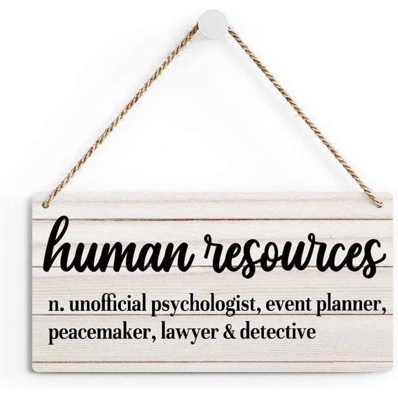 Rustic Human Resources Definition Wood Decor Sign, Human Resources Printed Wood Sign Wall Art, Hanging Door Sign, Decorative Wood Sign Home Office Decor 10x5 Inch