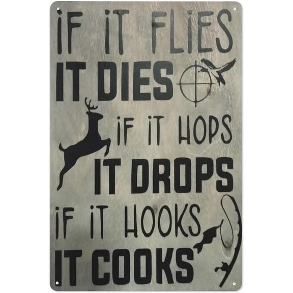 Rustic Hunting and Fishing Metal Tin Sign 8x12 Inch Wall Decor Outdoorsman Gift