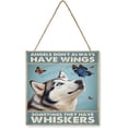 thumbnail image 1 of Rustic Husky Dog Wooden Sign 12x12 – Cute Dog with Butterfly Wall Décor for Nursery, Playroom, Cabin, Gift for Animal Lovers, 1 of 8