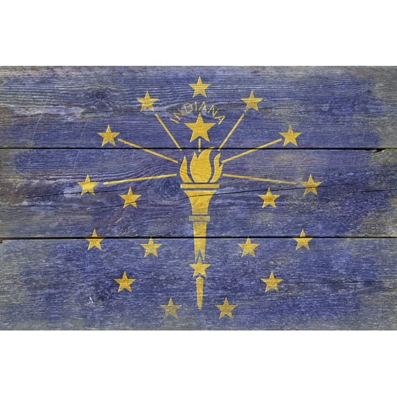 Rustic Indiana State Flag (9x12 Wall Art Print, Home Decor)