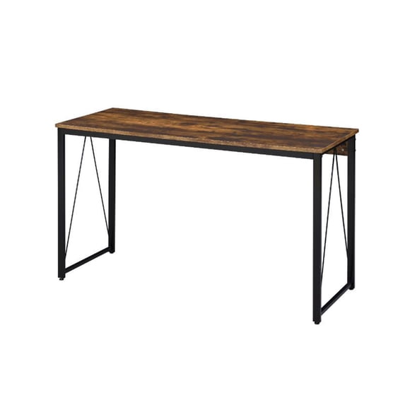 Rustic Industrial 47" Writing Desk - Weathered Oak & Black Metal, Rectangular Home Office Desk. Durable Particle Board Top. Perfect for Office.